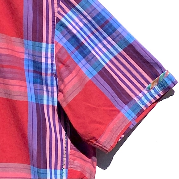 ROBERT GRAHAM Men’s Red Plaid Short Sleeve Button Up Shirt Size Medium - Picture 3 of 7